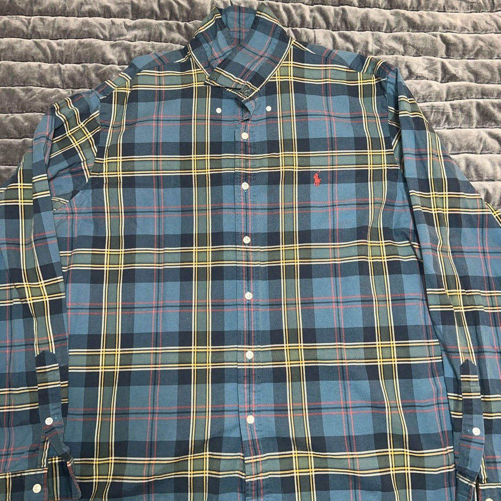 Vintage Polo by Ralph Lauren Men's Blue Plaid Shirt